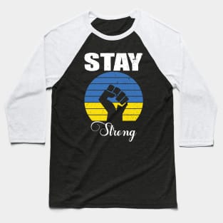 Ukraine Strong Retro Vintage Flag Baseball T-Shirt